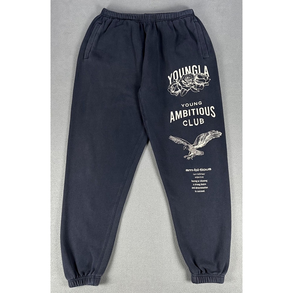 YoungLA Immortal Joggers Mens Large Faded Black Vintage Wash Gym Bodybuilding